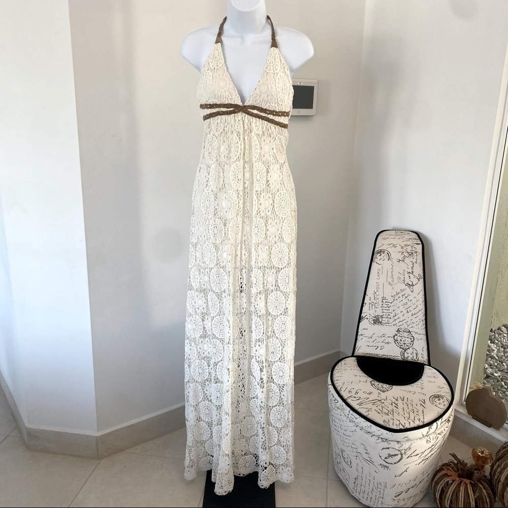 Sky Cream Lace Maxi Dress
